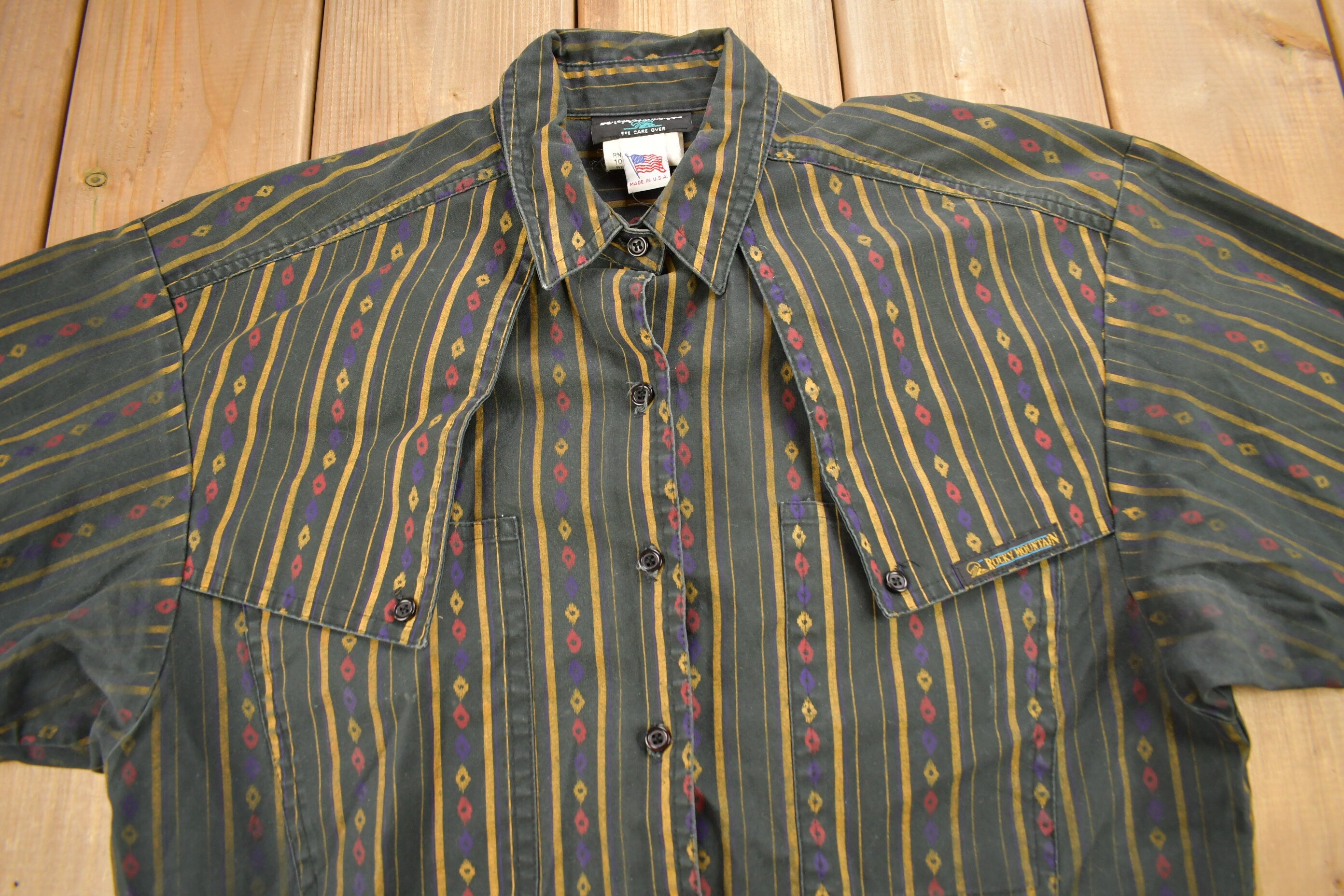 Vintage 1990s Rocky Mountain Clothing Striped Button Up Shirt