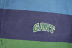 Vintage 1990s Gant Striped Denim Collar Quarter Button Rugby Shirt Men's L