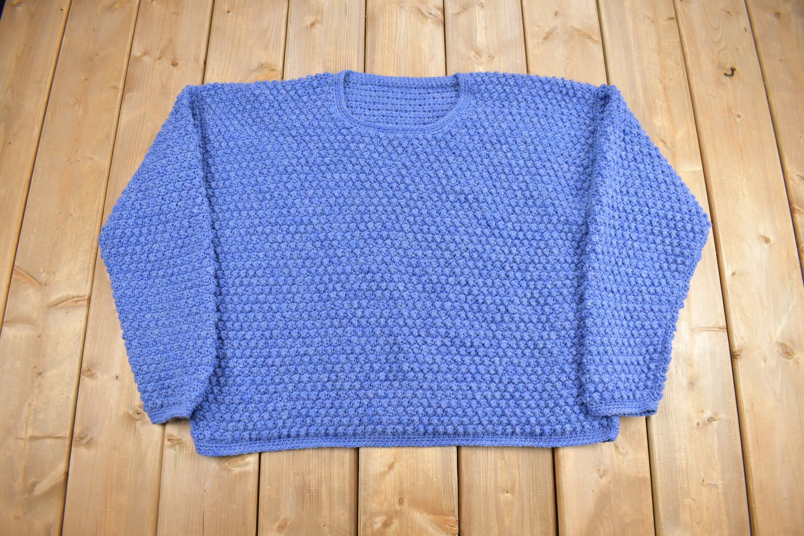 Vintage 1990s Blue Knit Crewneck Sweater