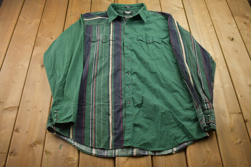 Vintage 1990s Authentic Western Young Bloods Striped Button Up Shirt