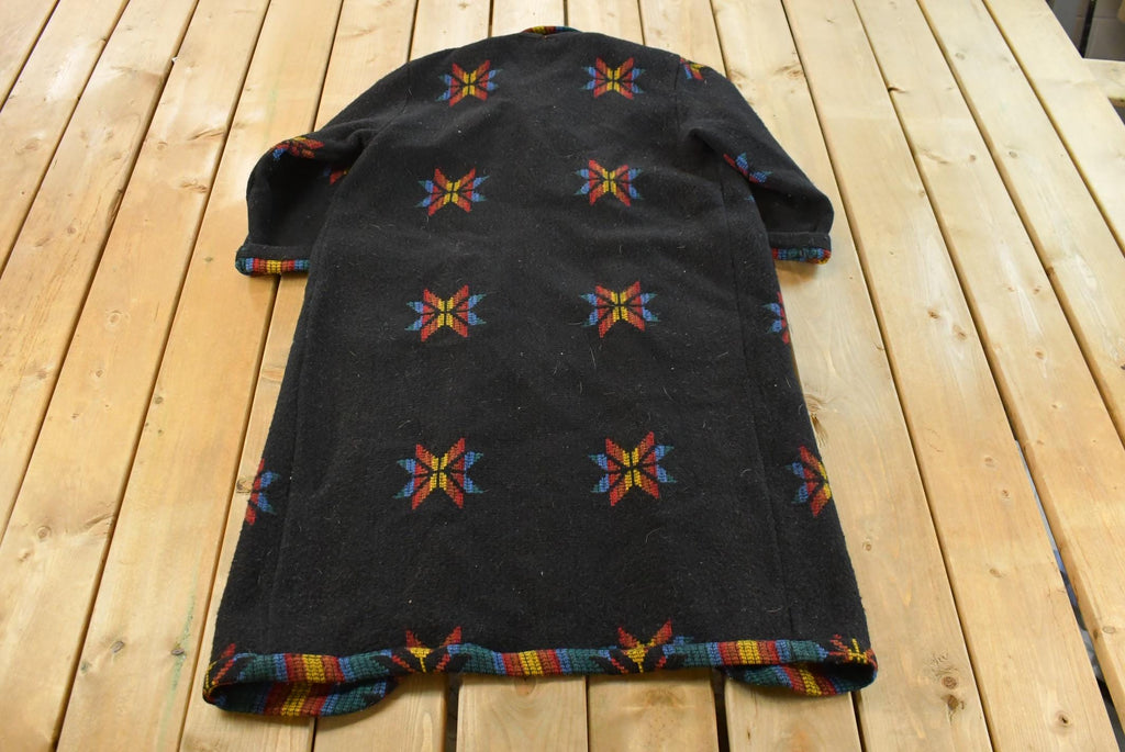 Vintage 1990s Ivy Koral Western All Over Print Wool Robe Men's M  Full Length  Robe Coat  Long Jacket  Southwestern Americana