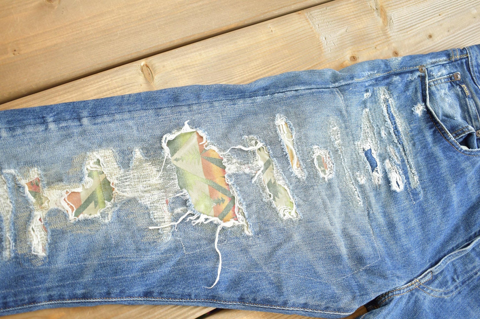 Vintage 2000s Ralph Lauren Polo Distressed Black Jeans 32x32