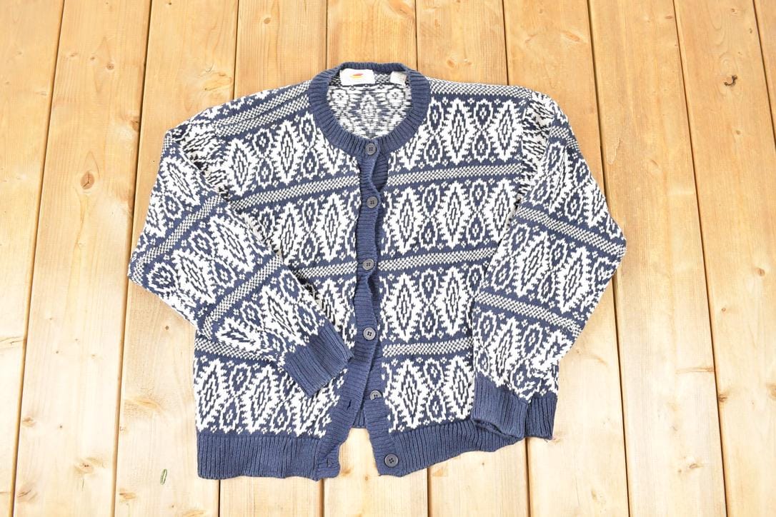 Vintage 1990s Marsh Landing Petits Abstract Knit Cardigan Sweater Women's PL