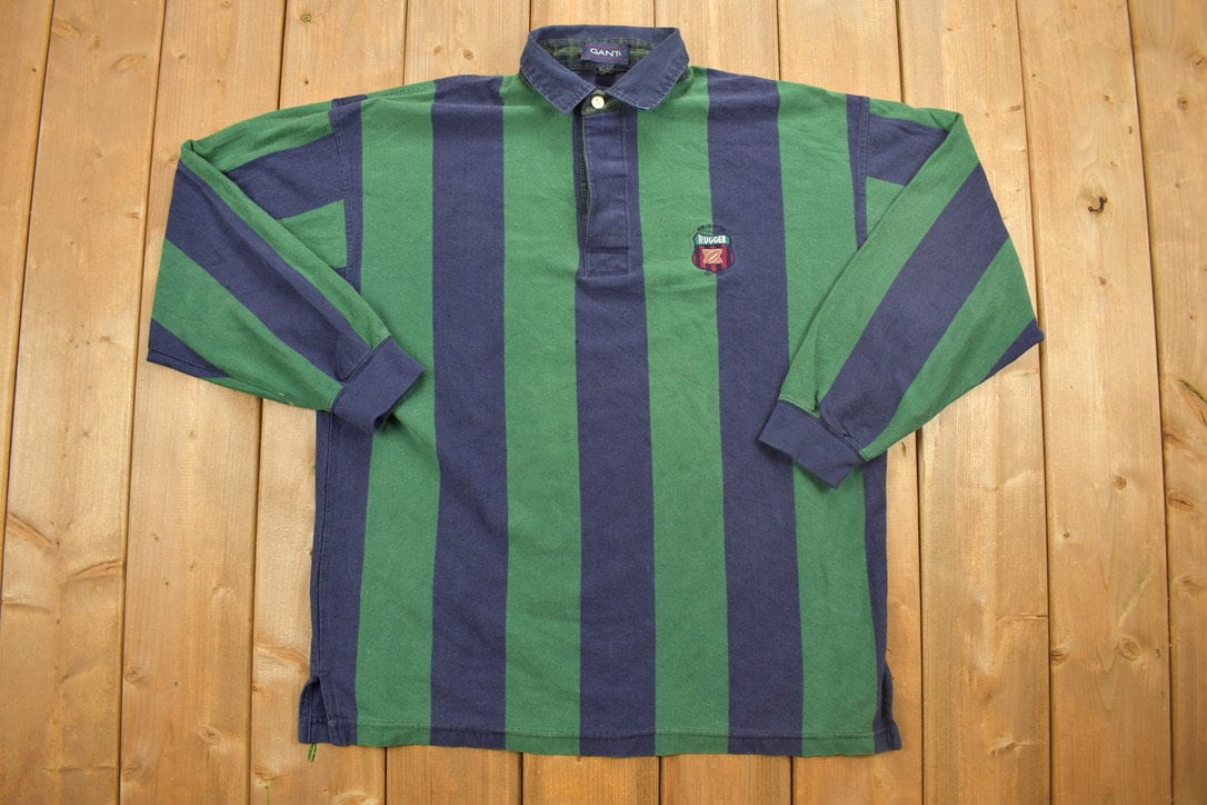 Vintage 1990s Gant Vertical Striped Rugby Sweatshirt