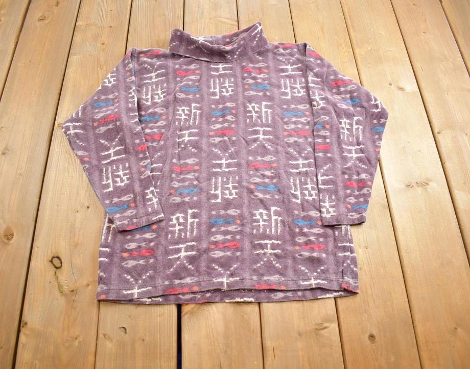 Vintage 1990s Chico Design Abstract Pattern Turtle Neck Sweater