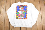 Vintage 1990s Cute Snowman Graphic Crewneck Sweatshirt