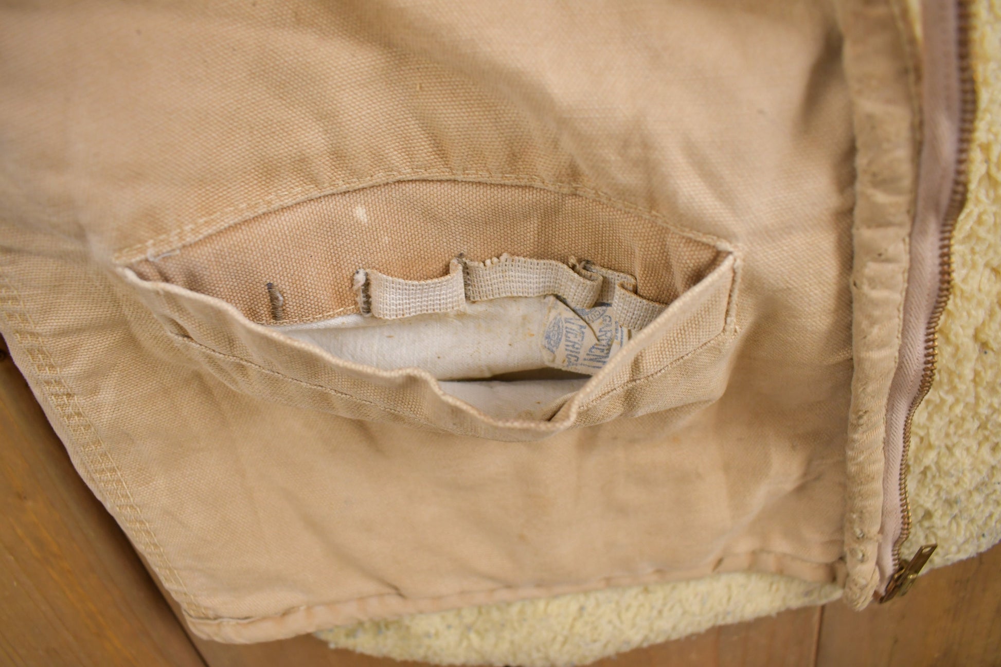 Vintage 1960s Carhartt Sherpa Lined Beige Work Vest  Vintage Workwear  Streetwear  Made In USA  Outdoorsman  Union Made