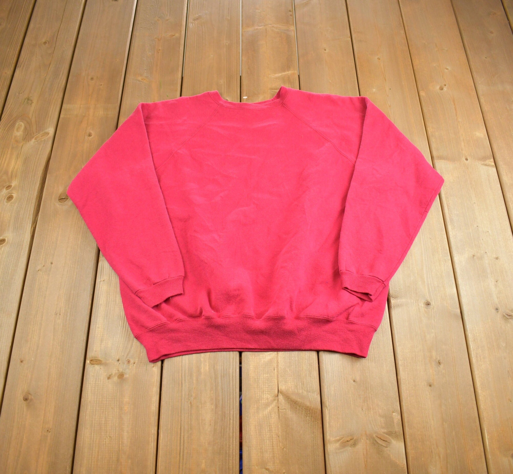 Vintage 1990s Hanes Her Way Pink Crewneck Sweatshirt Made In USA