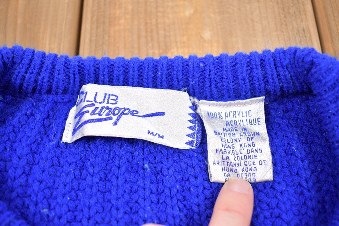 Vintage 1990s Club Europe Knitted Crewneck Sweater
