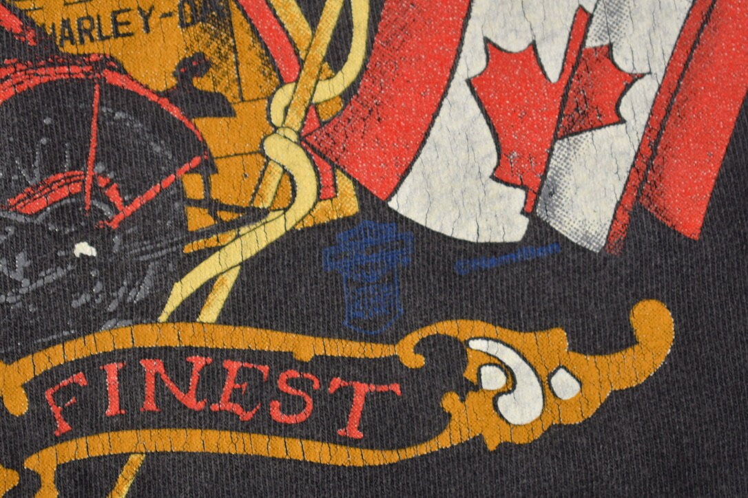 Vintage 1990s Hi Tech Toys Harley Davidson Winsloe Prince Edward Island Single Stitch Graphic T-Shirt Made In USA