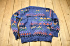 Vintage 1990s Abstract Pattern Knitted Cardigan Sweater