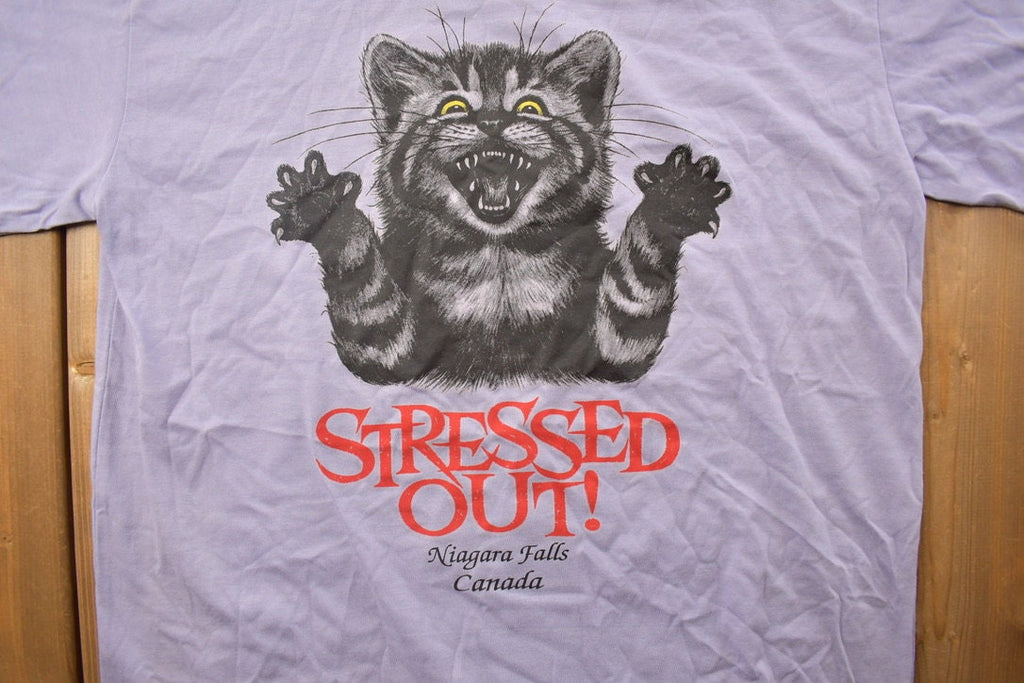 Vintage 1990s Stressed Out! Niagara Falls Canada Travel T-Shirt Streetwear Fashion