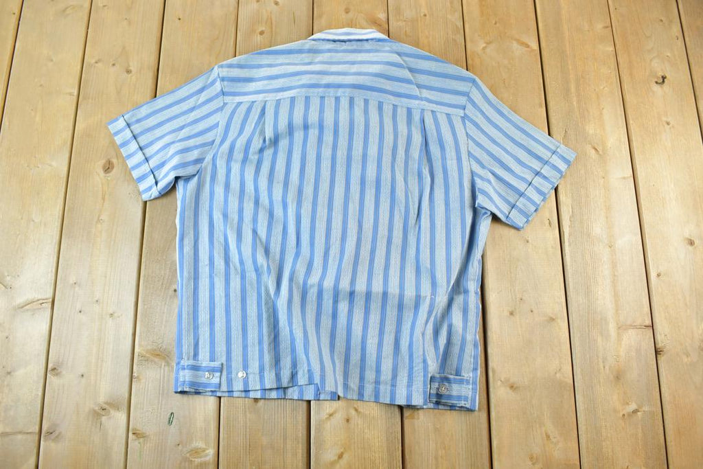 Vintage 1970s Luigi Striped Blue Button Up Shirt