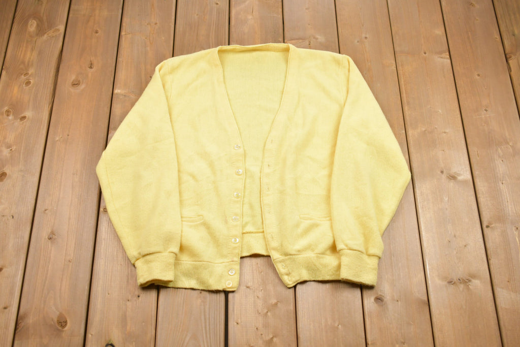 Vintage 1990s Yellow Button Up Cardigan Sweater