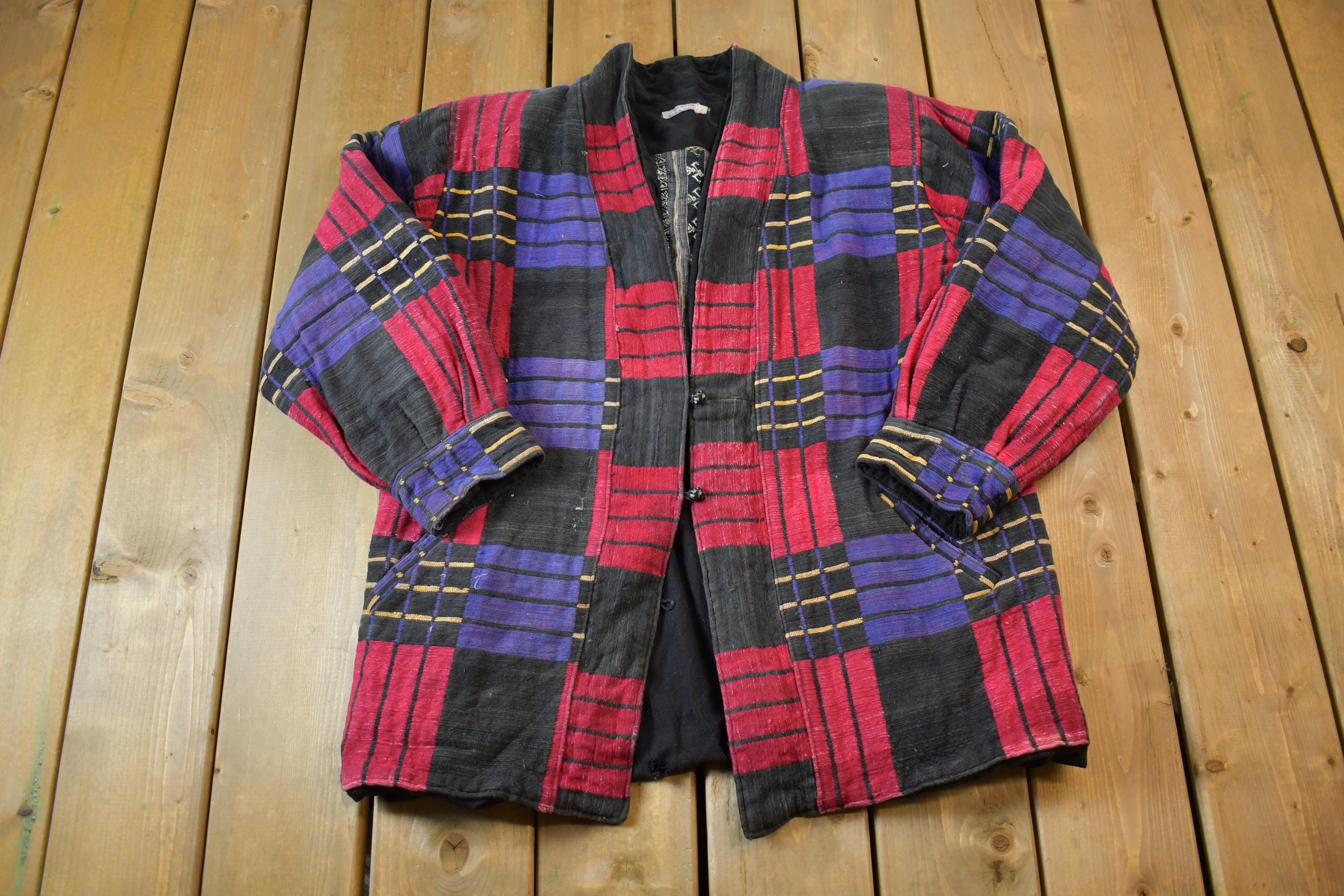 Vintage 1970s Patch Work Heavy Cardigan
