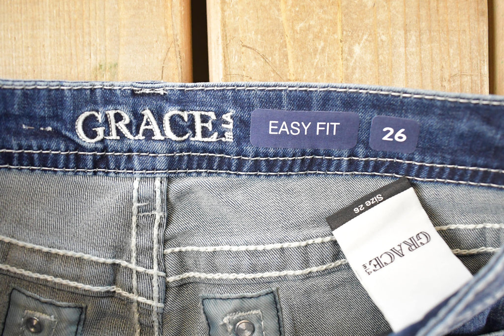 Vintage Deadstock Y2K Grace LA Bedazzled Low Rise Jeans Women's Size 26 x 32