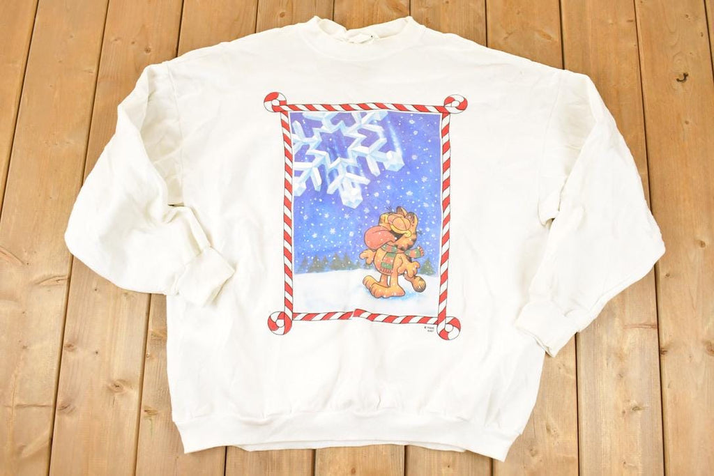 Vintage 1990s Garfield Christmas Jerry Leigh Looney Tunes Cute Christmas Crewneck Sweatshirt Men's XL