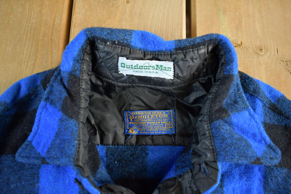 Vintage 1970s Pendleton Wool Flannel Shirt Jacket Men's Large