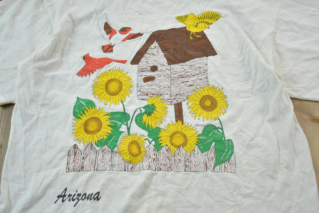 Vintage 1990s Bird House Graphic T-Shirt / Single Stitch / Streetwear / Nature T-Shirt / Outdoorsman / birds Tee
