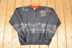 Vintage 1990s Artisans Winter Cardinal AOP Double Collar Button Up Crewneck Sweatshirt Women's L