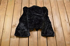 Vintage 1980s Cropped Black Rabbit Fur Coat