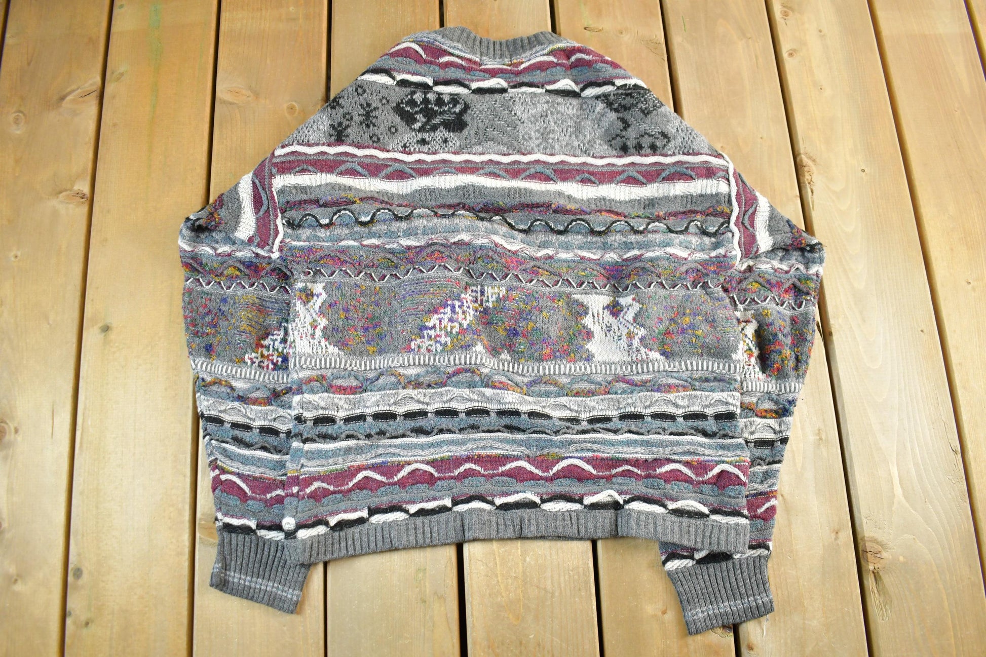Vintage 1990s Avenue 3D Cable Knit Crewneck Sweater Men's S-M /