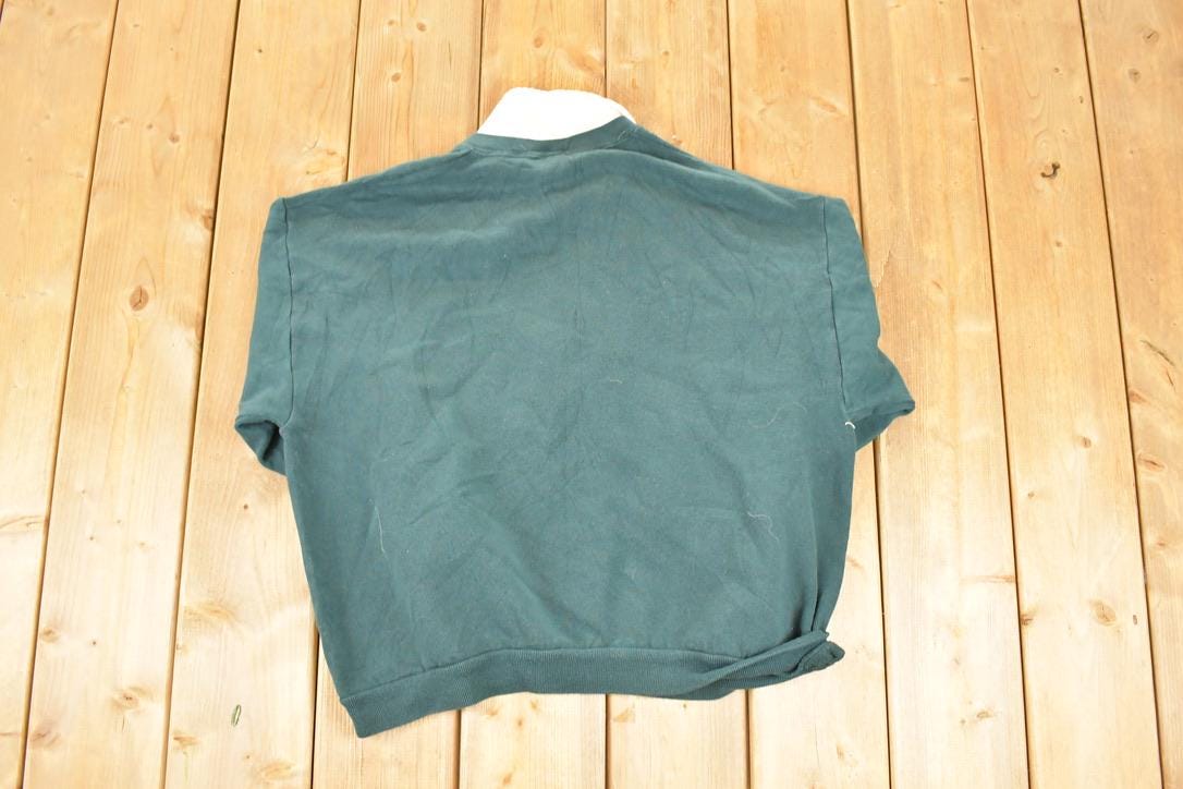 Vintage 1990s Morning Sun Petite Double Collar Apple Cat Bushel Cute Cartoon Crewneck Sweatshirt Women's L