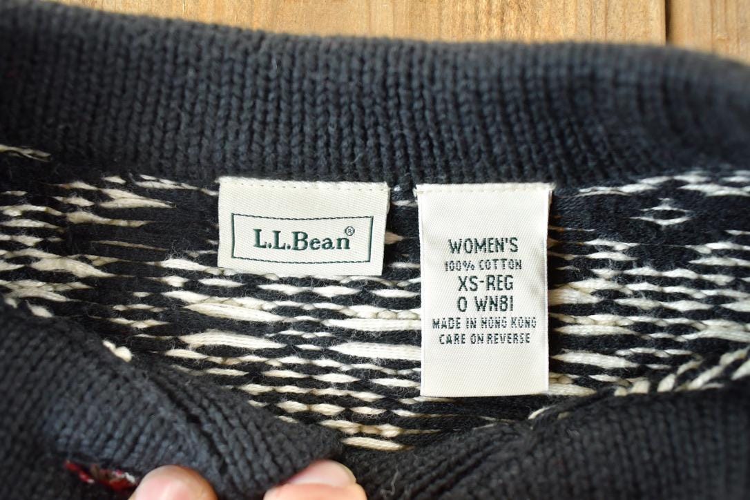 Vintage 1990s LL Bean Knit Abstract Pattern Crewneck Sweater Womens XS