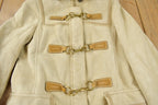 Vintage 1990s Coach Authentic Leather Full Length Shearling Jacket With Fur Hood Size 8