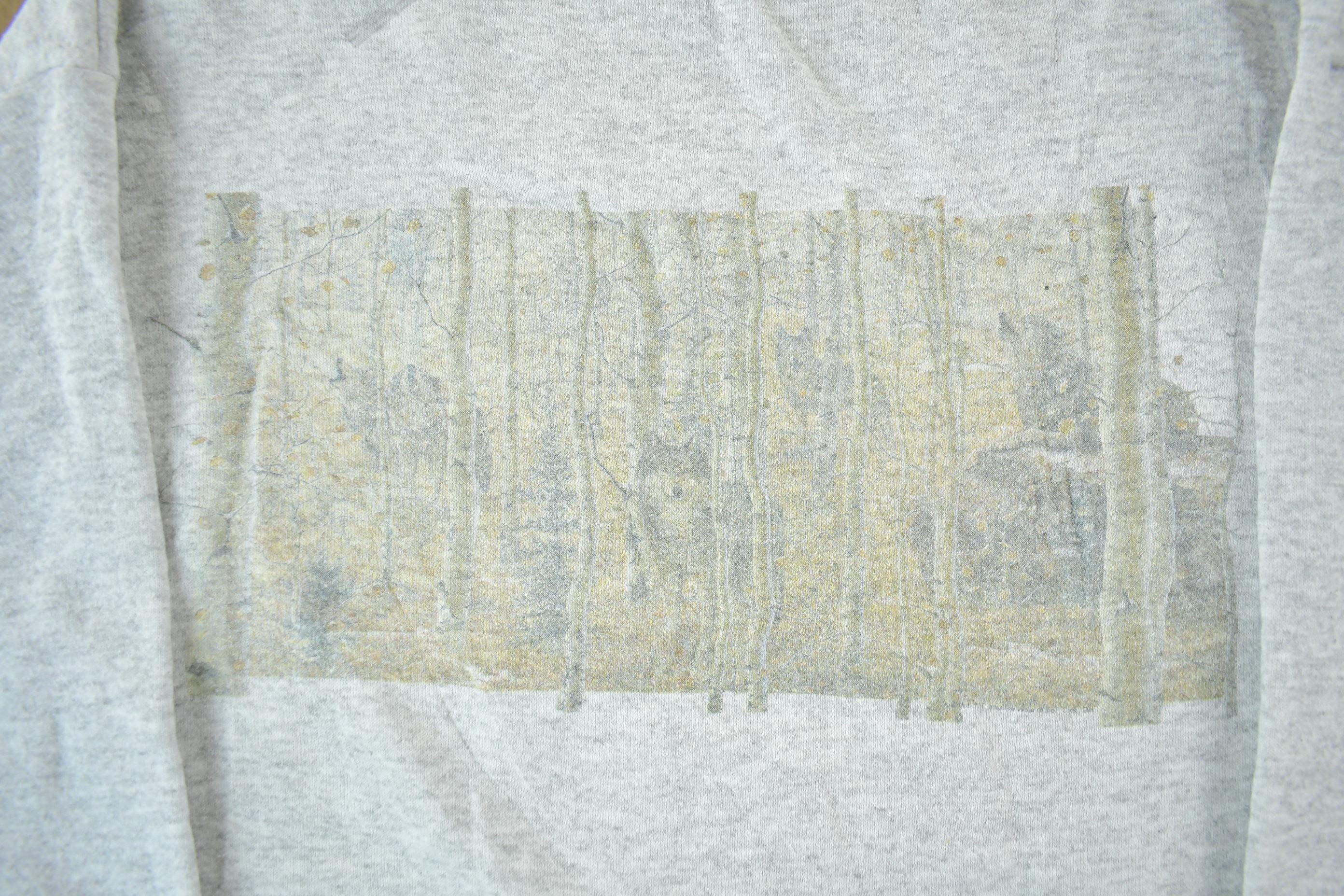 Vintage 1990s Wolf Nature Crewneck Sweatshirt Men's Large