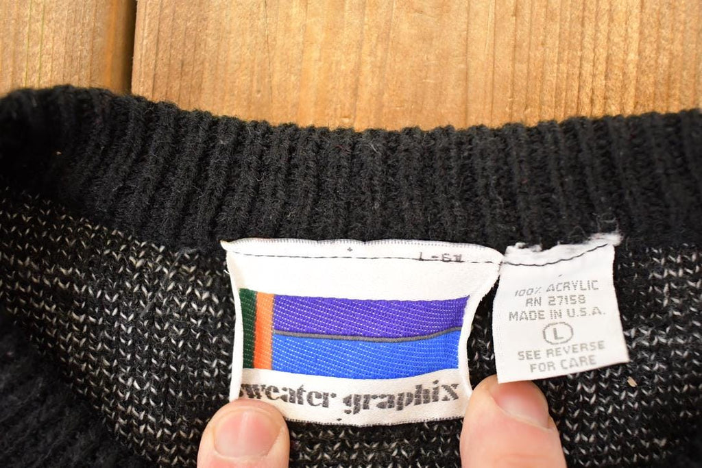 Vintage 1990s Sweater Graphix Abstract Knit Crewneck Sweater Men's L