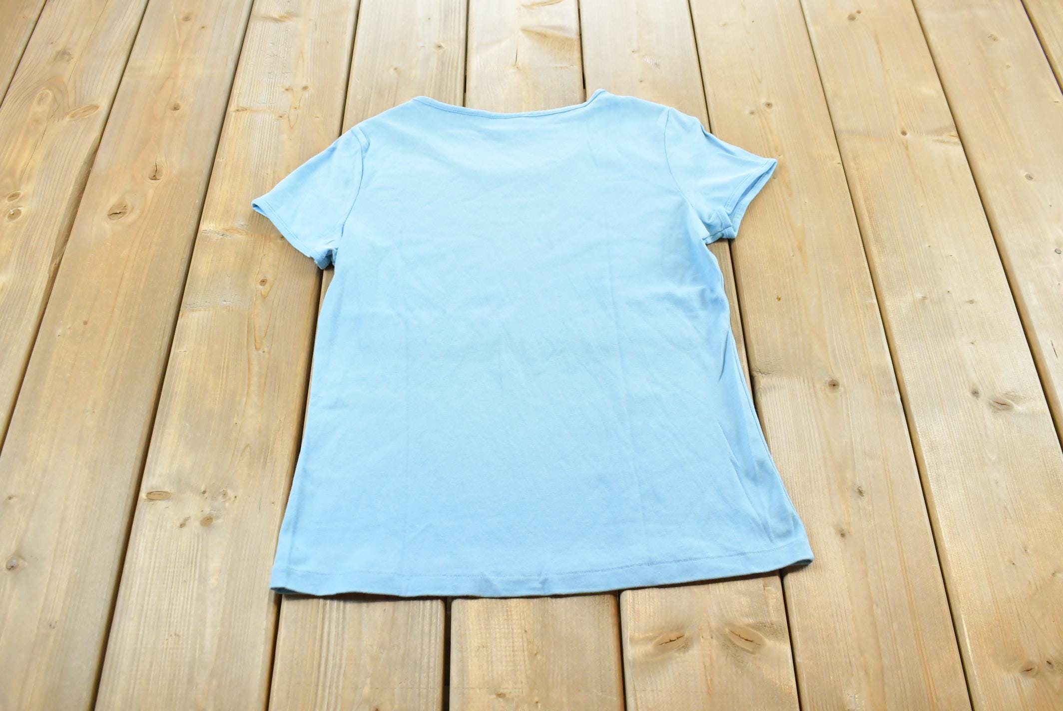 Vintage 1980s Duofold Sport Ladies Blank Blue T-Shirt Women's M