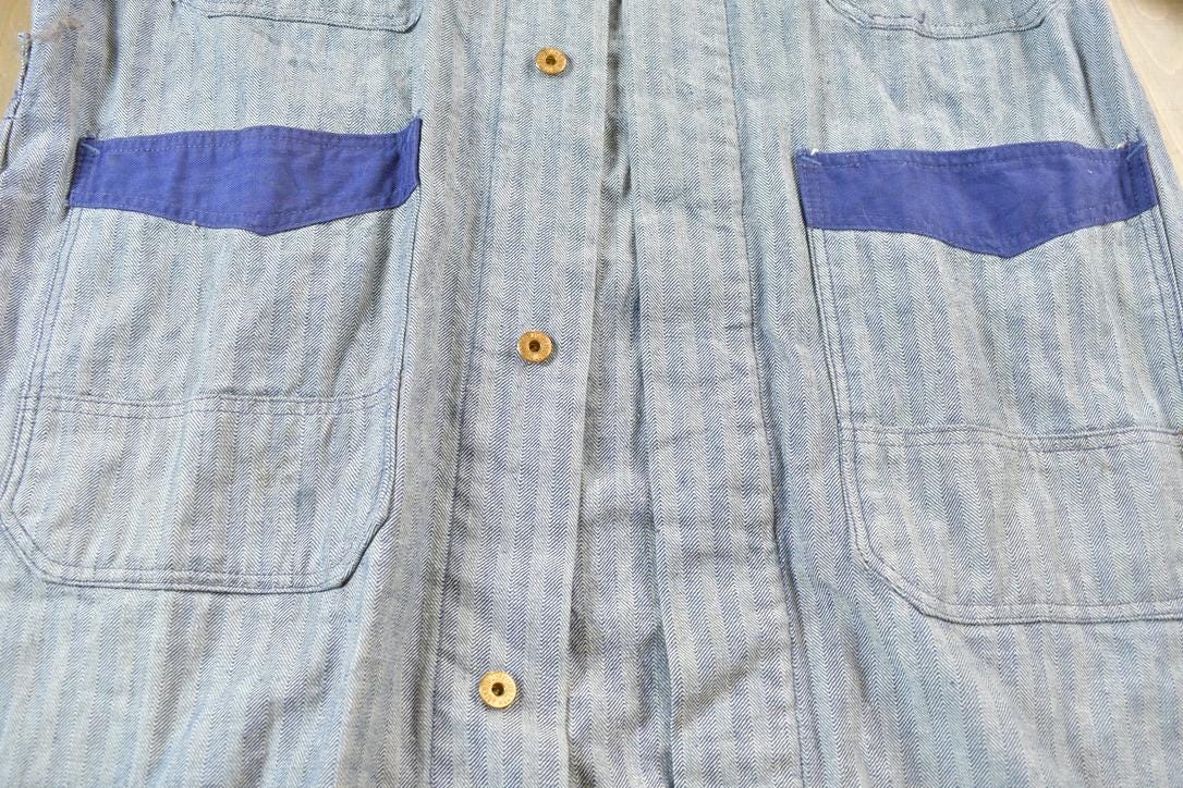 Vintage 1940s 4 Pocket Shop Coat Johnson & Co Go-Pfor 48 Herringbone