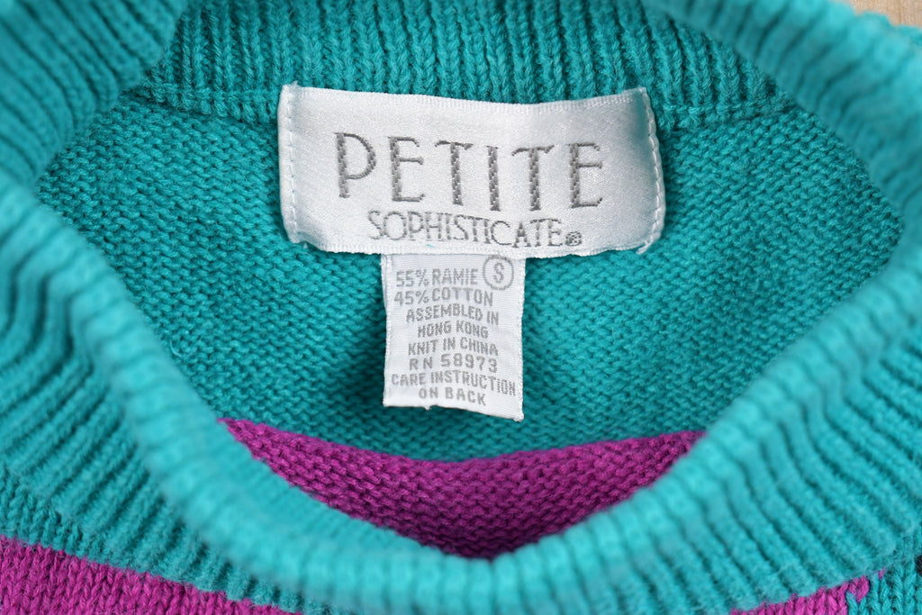 Vintage Petite Argyle Design Knitted Sweater