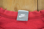 Vintage 1990s Red Nike Embroidered Mini Swoosh Crewneck Sweatshirt