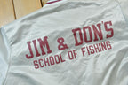 Vintage 1990s Jim 7 Dons School Of Fishing Snap Button Satin Jacket Made In USA