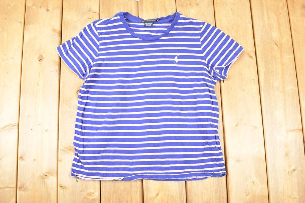 Vintage 1990s Ralph Lauren Sport Pink Striped Yachting T-Shirt Women's M