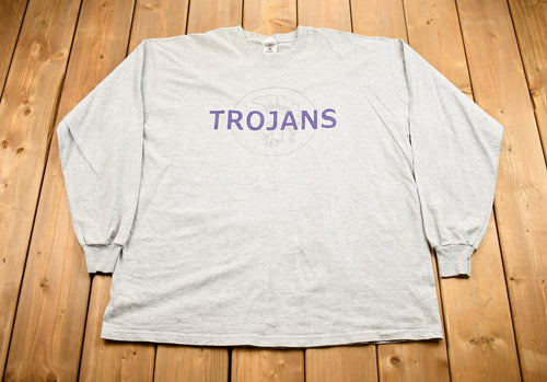 Vintage 1990s University Of Southern California Trojans Long Sleeve T-Shirt / NCAA Team Logo Graphic / Streetwear / Retro Style