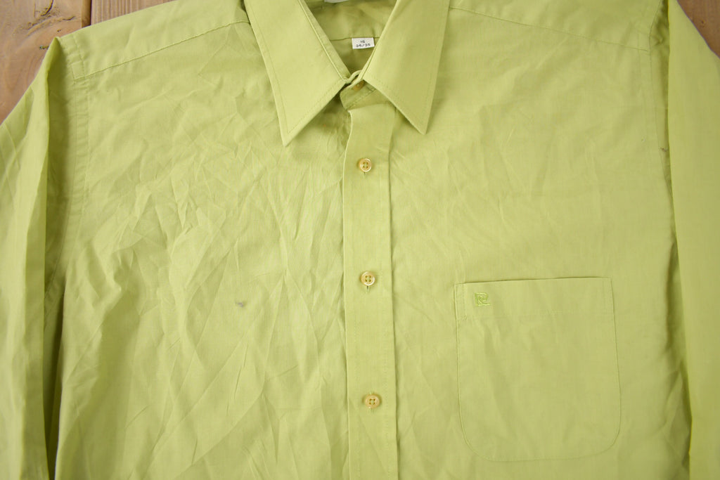 Vintage 1990s Pierre Cardin Green Button Up Dress Shirt