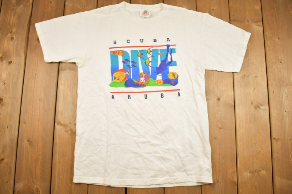 Vintage 90's Cute Scuba Dive Aruba Fish T-Shirt