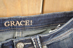 Vintage Deadstock Y2K Grace In LA Bedazzled Bootcut Low Rise Jeans Women's Size 26 x 32