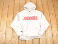 Vintage 1990s Jansport Cross Grain Johnnies Graphic Print Hoodie Sweatshirt Men's M