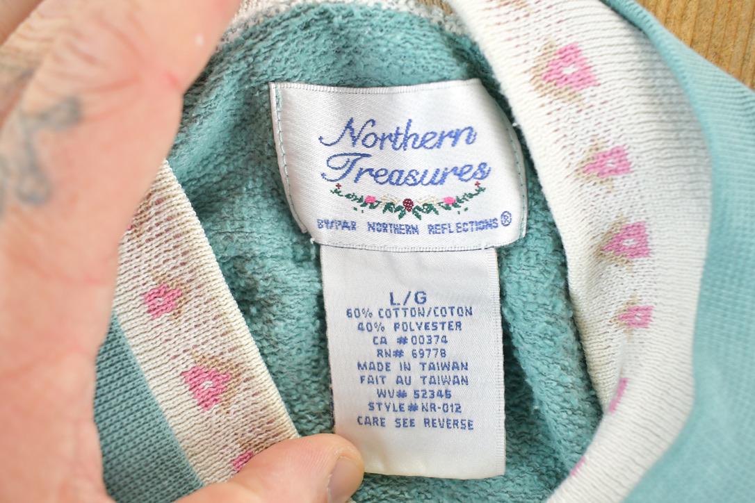 Vintage 1990s Northern Treasures Double Collar Crewneck Sweatshirt Womens L