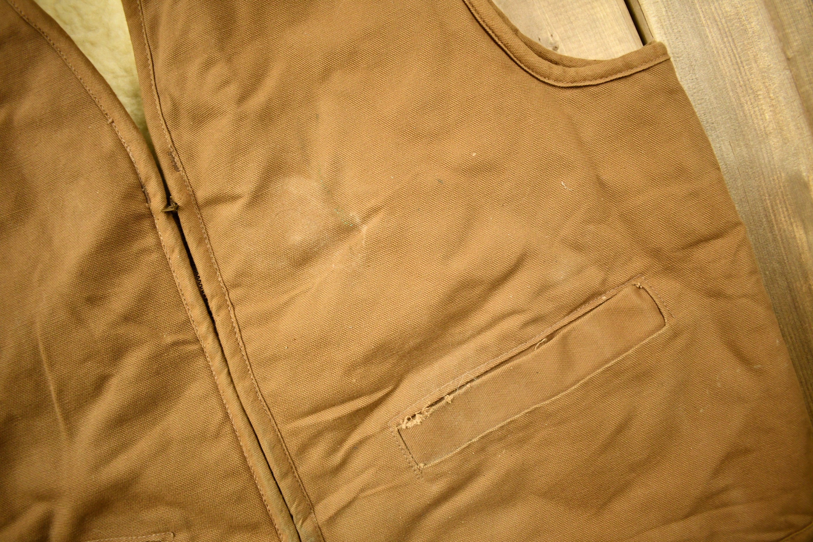 Vintage 1980s Carhartt Sherpa Lined Brown Work Vest Vintage Workwear