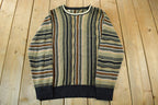 Vintage 1990s Knit Abstract 3D Pattern Crewneck Sweater