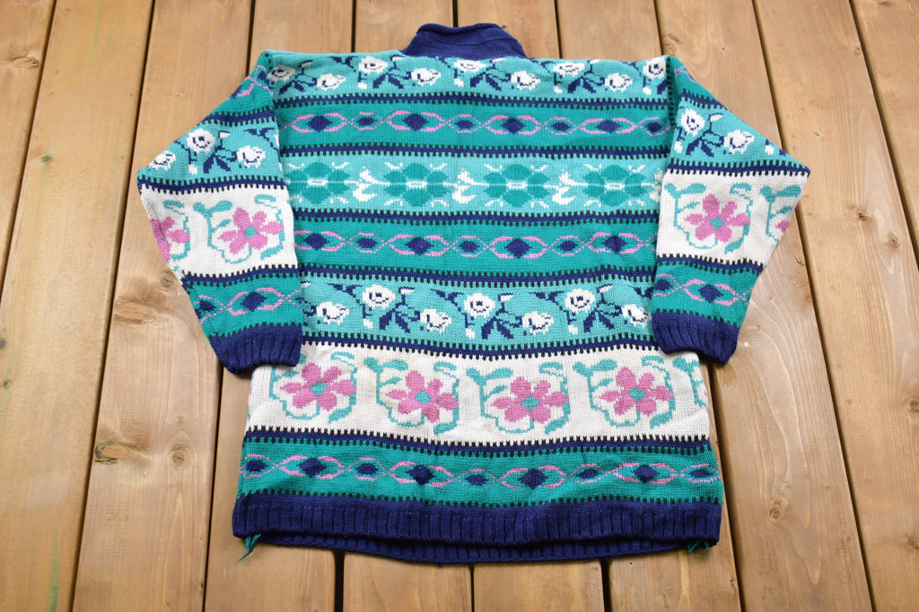 Vintage 1990s Floral All Over Print Knitted Sweater