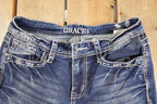 Vintage Deadstock Y2K Grace In LA Bedazzled Bootcut Low Rise Skinny Jeans Women's Size 27 x 32