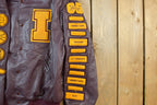 Vintage 2005 Holloway Lorelle Collegiate Leather Bomber Jacket Made In USA