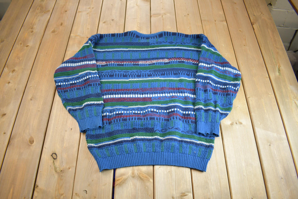 Vintage 1990s Simona Abstract Pattern Knit Crewneck Sweater Made In Italy
