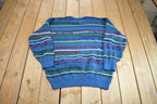 Vintage 1990s Simona Abstract Pattern Knit Crewneck Sweater Made In Italy